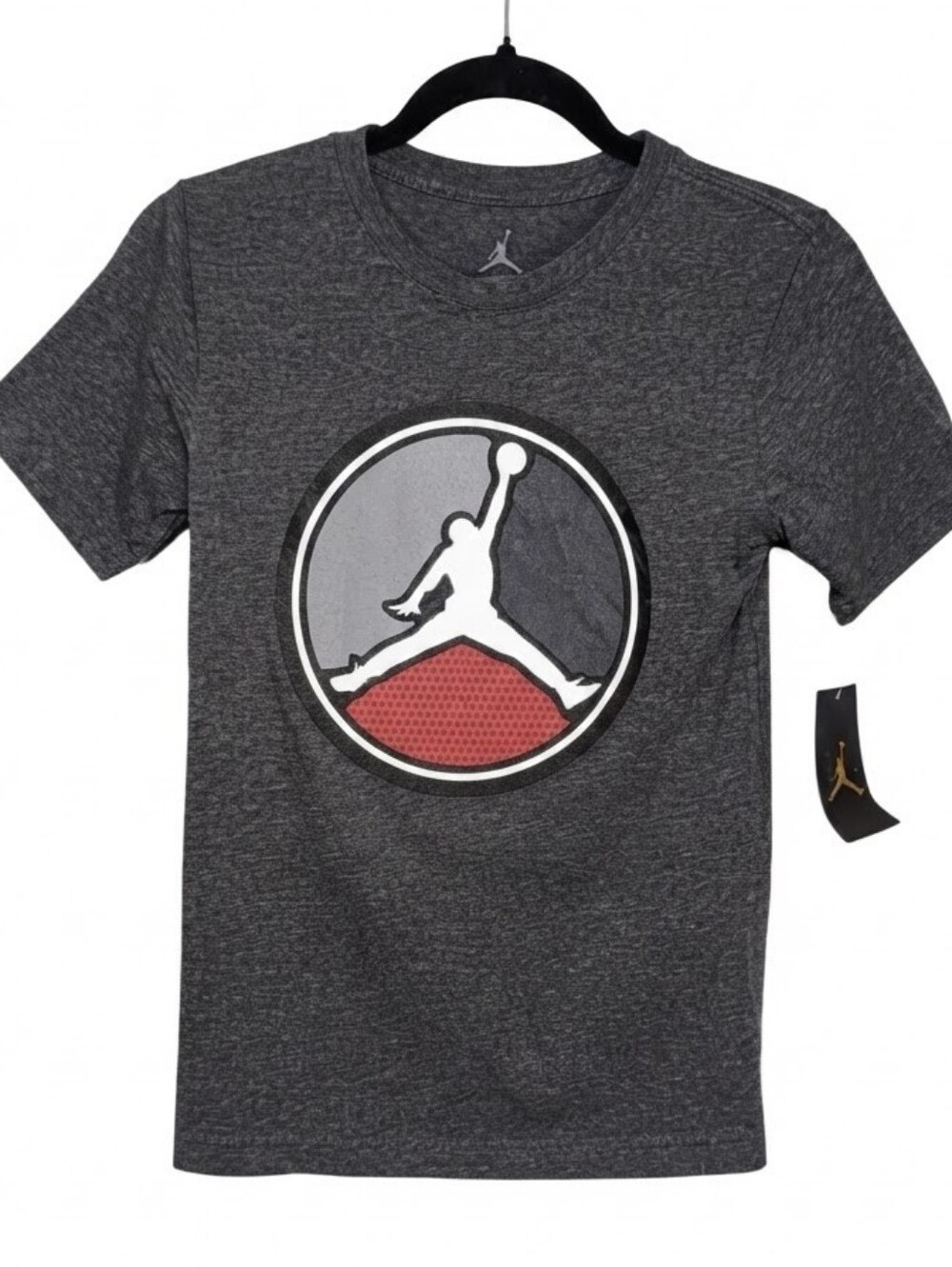 NEW Jordan Jumpman Boys Graphic Tee Shirt Charcoal Heather Grey Medium 10 12